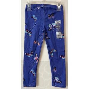Oshkosh Girls 3t Purple Butterfly-Print Pull-On Cotton Leggings NWT! A521